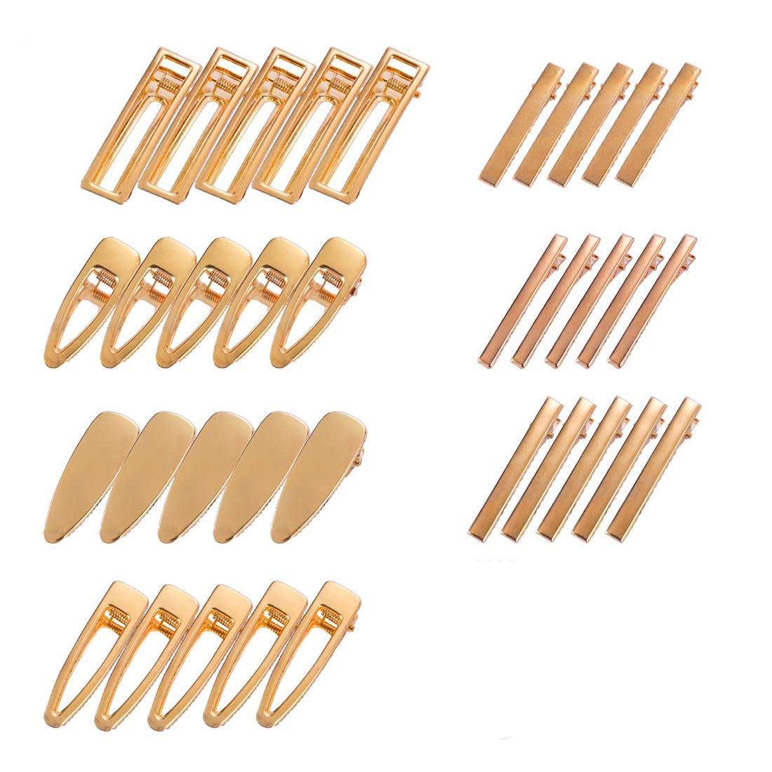 FineInno 35 Pcs Gold Alligator Hair Clips Flat Hair